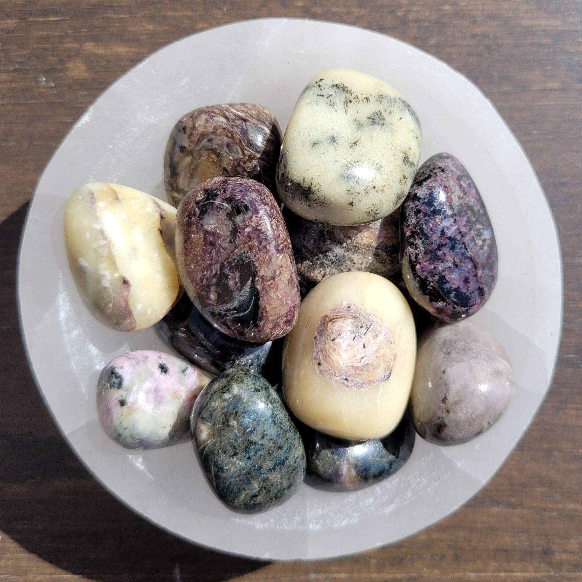 Charoite Tumblestones in Bowl