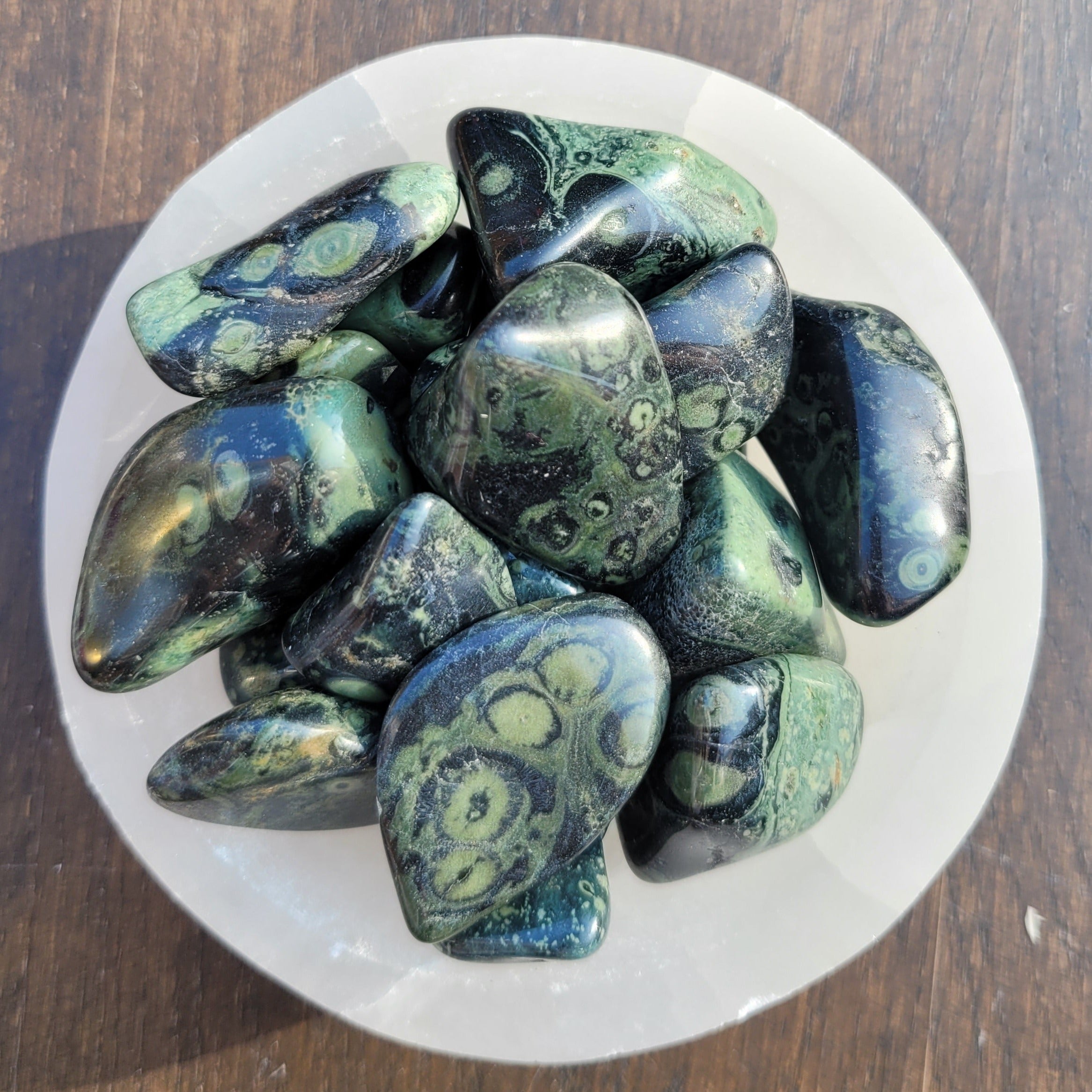 Kambaba Jasper Tumblestoness in Bowl