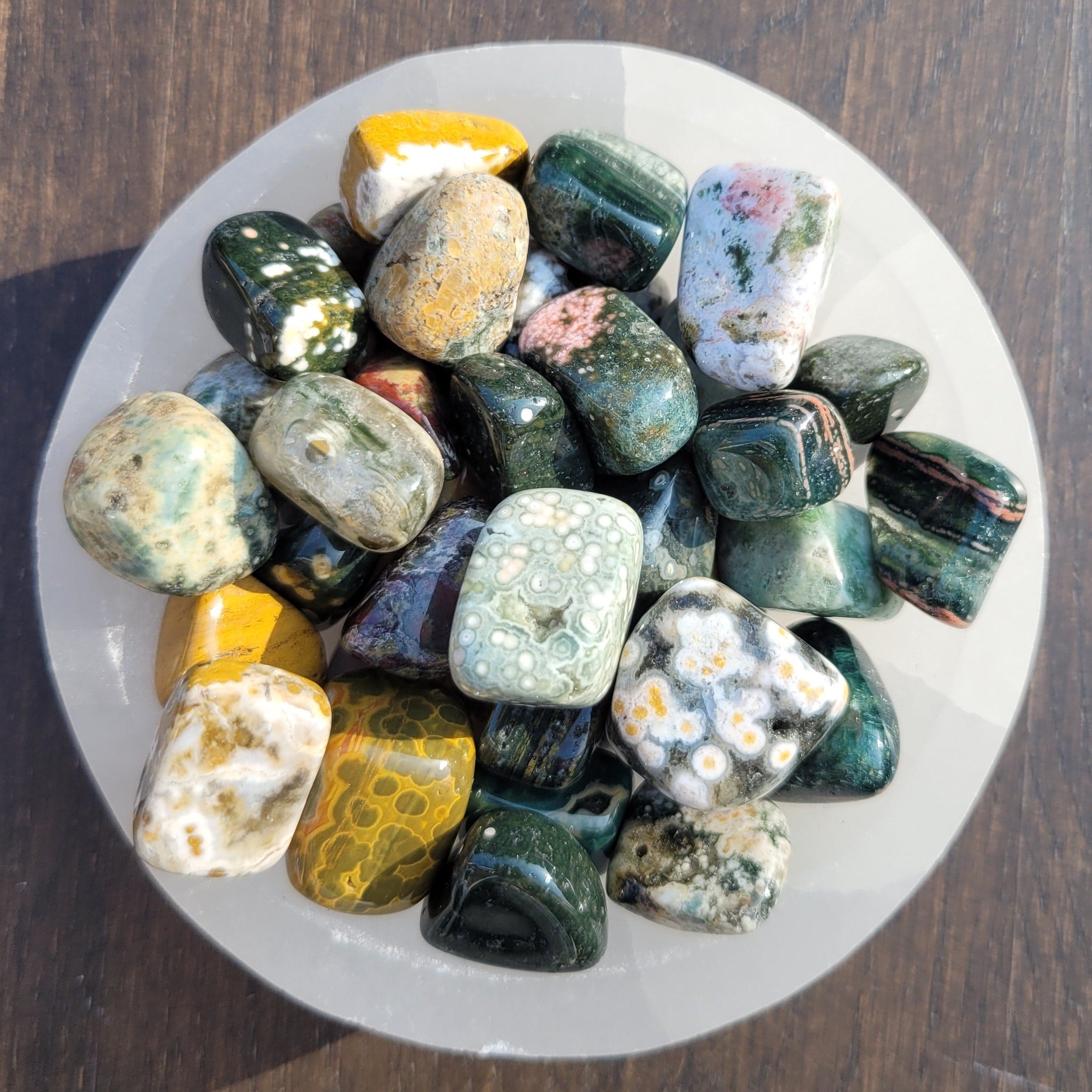 Ocean Jasper Tumblestones Small in Bowl