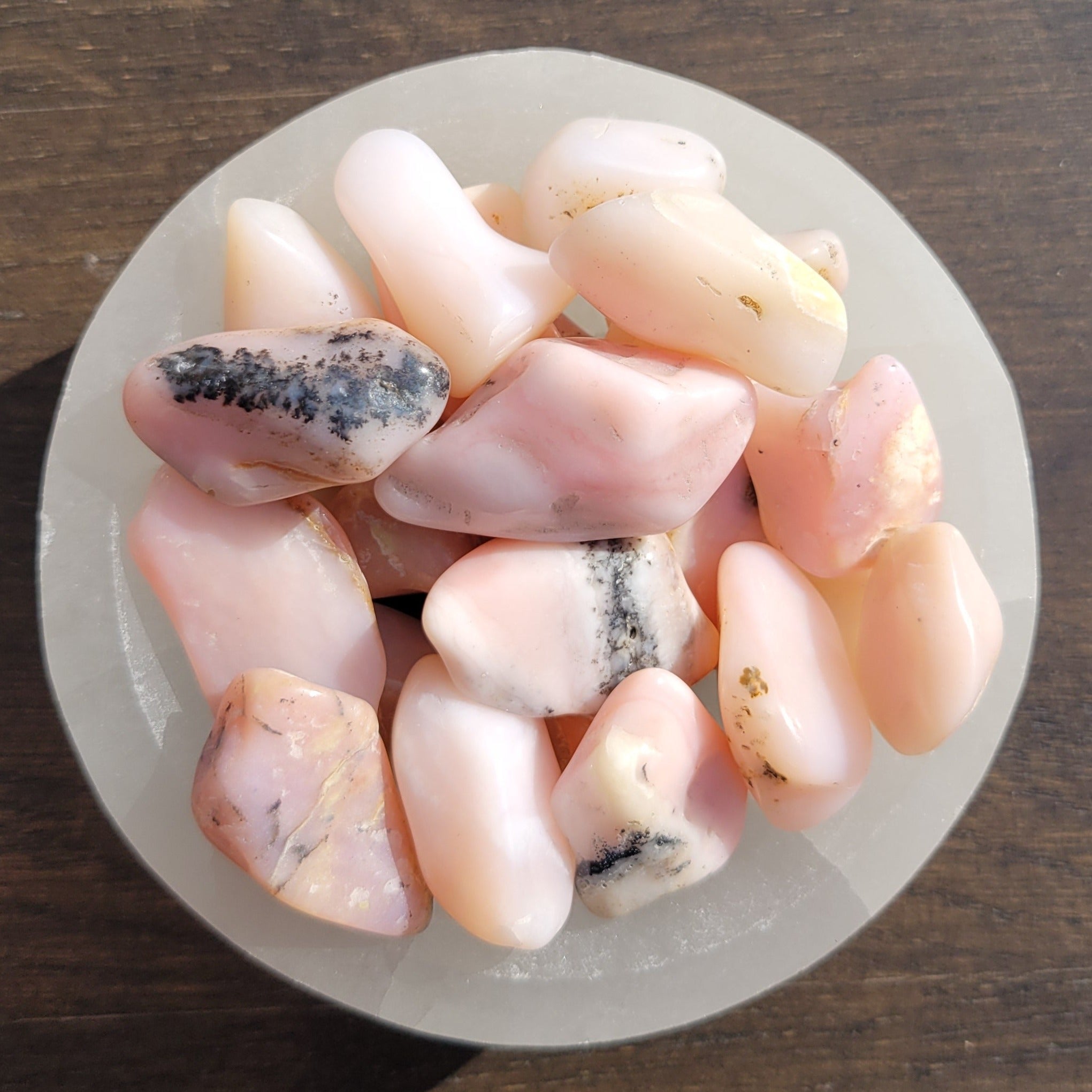 Pink Opal Tumblestones in Bowl