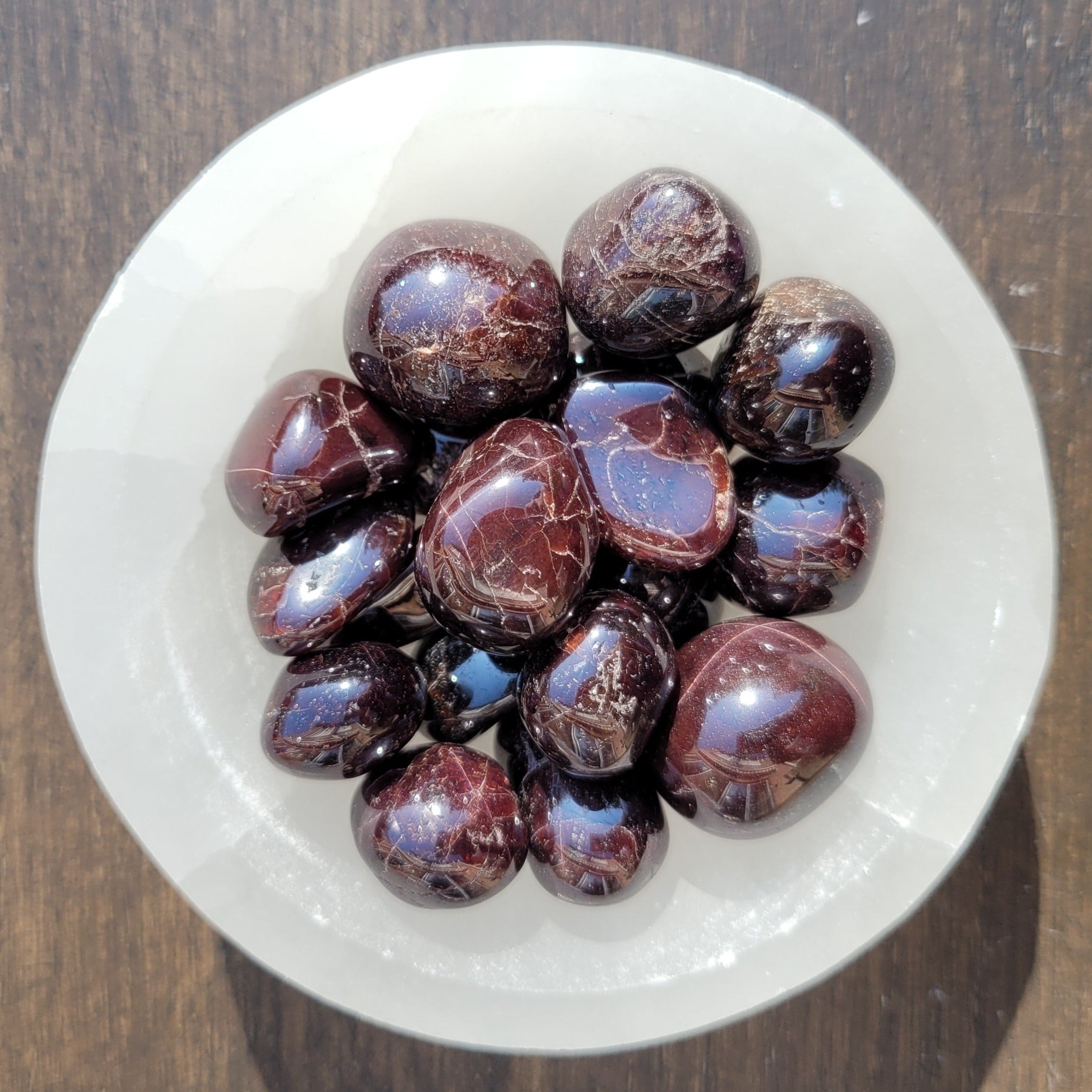 Almandine Garnet Tumblestones in bowl