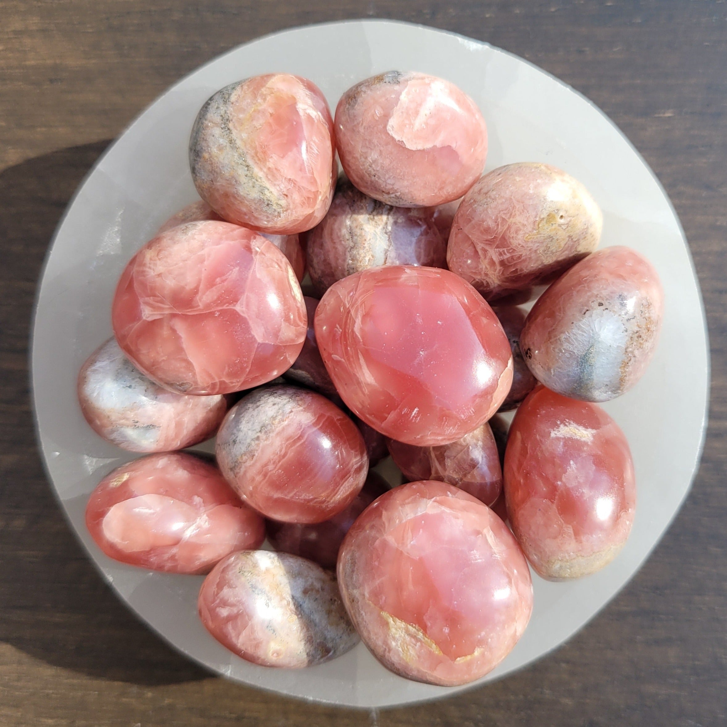 Rhodochrosite Tumblestones Bolivia in Bowl